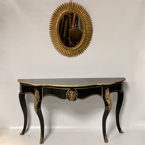 FRENCH BLACK LACQUERED AND BRASS MOUNTED CONSOLE TABLE - ADDITIONAL PHOTO 4