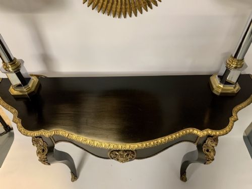 FRENCH BLACK LACQUERED AND BRASS MOUNTED CONSOLE TABLE - ADDITIONAL PHOTO 5