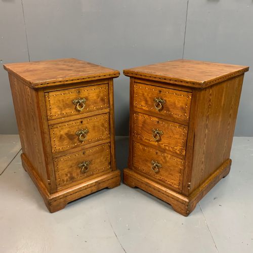 pair of victorian pitch pine bedside cabinets - CATEGORY: ANTIQUE CABINETS - DATED 1890