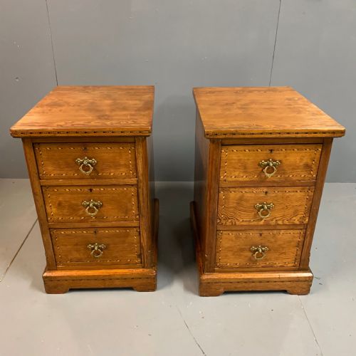 PAIR OF VICTORIAN PITCH PINE BEDSIDE CABINETS - ADDITIONAL PHOTO 1