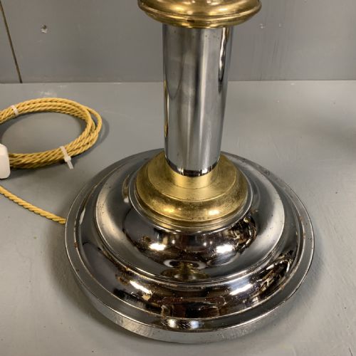PAIR OF NICKEL AND BRASS STANDARD FLOOR LAMPS - ADDITIONAL PHOTO 3