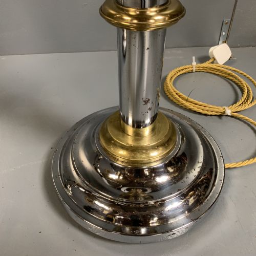 PAIR OF NICKEL AND BRASS STANDARD FLOOR LAMPS - ADDITIONAL PHOTO 6
