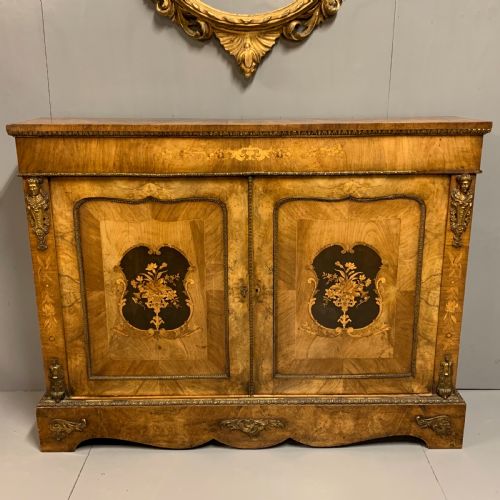 victorian burr walnut and marquetry pier cabinet - CATEGORY: ANTIQUE CABINETS - DATED 19TH CENTURY