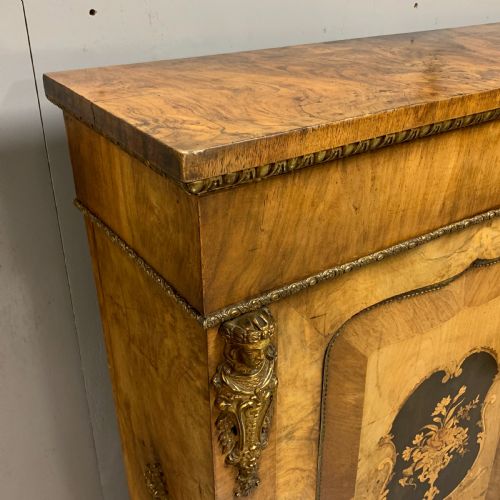 VICTORIAN BURR WALNUT AND MARQUETRY PIER CABINET - ADDITIONAL PHOTO 4