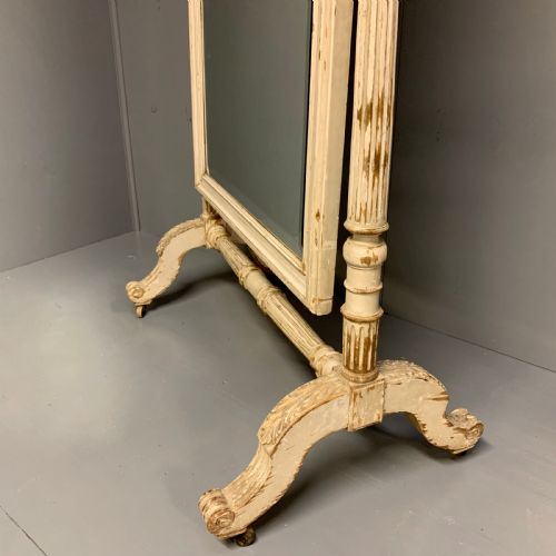 RARE LARGE FRENCH LOUIS XVI PAINTED CHEVAL DRESSING MIRROR - ADDITIONAL PHOTO 7