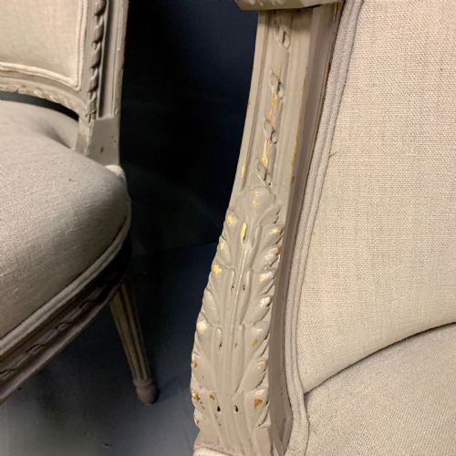 NEWLY UPHOLSTERED FRENCH 2 SEATER AND PAIR OF CHAIRS - ADDITIONAL PHOTO 5