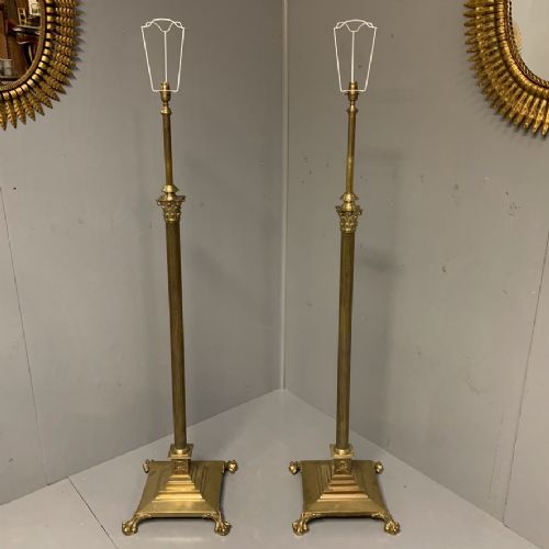 fig 1. Pair of Georgian style adjustable brass standard lamps
