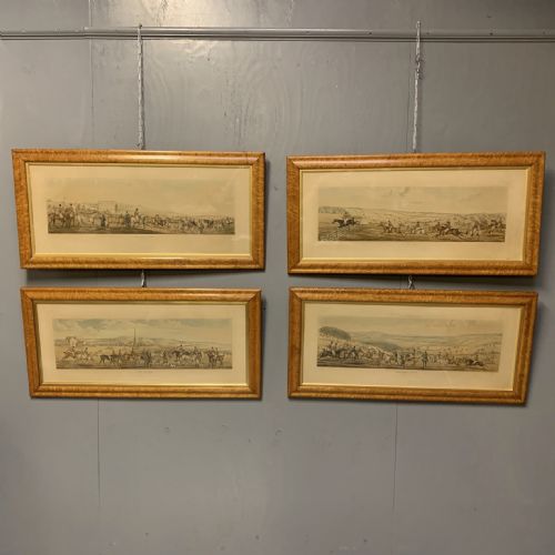set of 4 leicestershire hunting scenes 1814 t sutherland - CATEGORY: ANTIQUE ART - DATED 19TH CENTURY