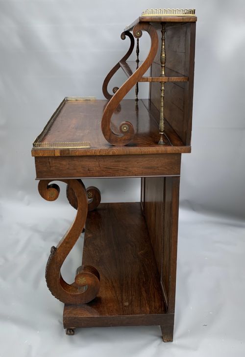 GRAND SCALE REGENCY ROSEWOOD BRASS CHIFFONIER - ADDITIONAL PHOTO 8