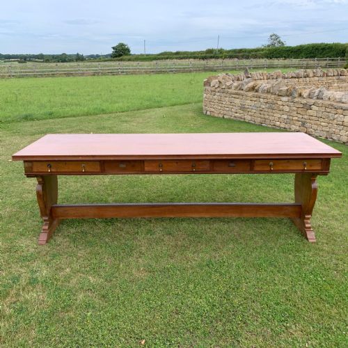 LARGE 8 TO 10 SEATER TRESTLE LIBRARY TABLE - ADDITIONAL PHOTO 1