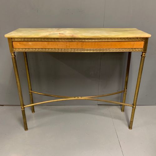 slim alabaster and brass hall console table - CATEGORY: ANTIQUE TABLES - DATED 1930
