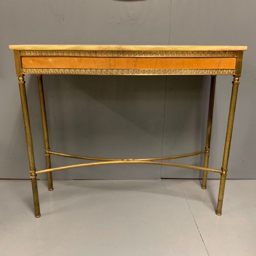 SLIM ALABASTER AND BRASS HALL CONSOLE TABLE - ADDITIONAL PHOTO 1