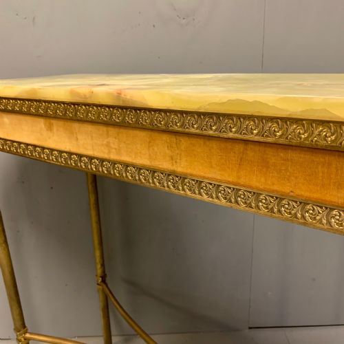 SLIM ALABASTER AND BRASS HALL CONSOLE TABLE - ADDITIONAL PHOTO 6
