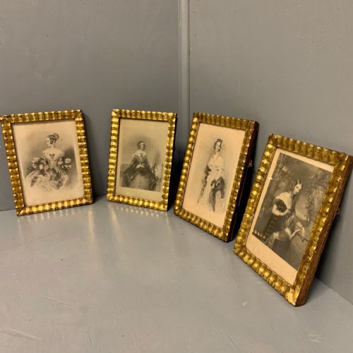 4 x regency portrait engravings in rippled gilt frames - CATEGORY: ANTIQUE ART - DATED REGENCY