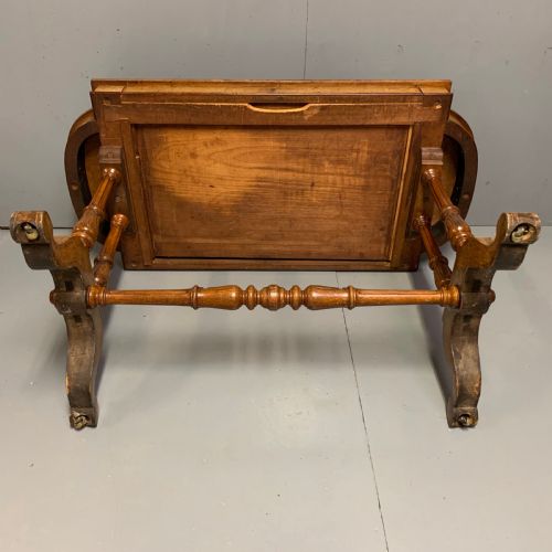 19TH CENTURY BURR WALNUT AMBOYNA WRITING TABLE WITH SAGE LEATHER - ADDITIONAL PHOTO 11
