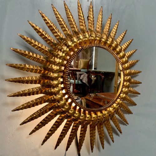61cm diameter back lit spanish sunburst mirror - CATEGORY: ANTIQUE MIRRORS - DATED 1930