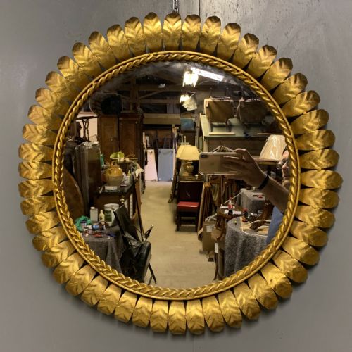 61CM DIAMETER GILT TOLEWARE SUNBURST MIRROR - ADDITIONAL PHOTO 5
