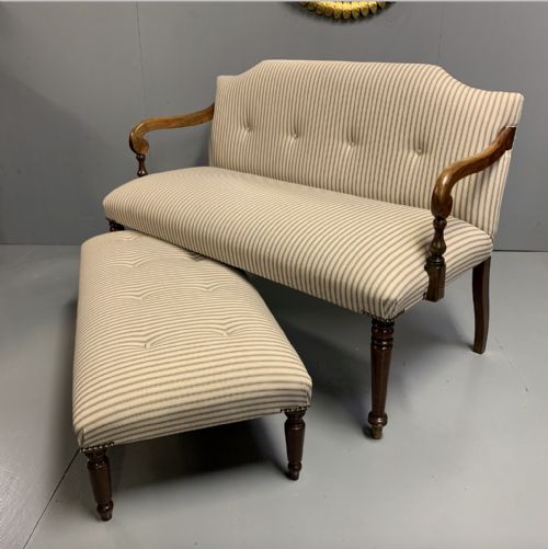 regency 2 seater window seat with matching stool - CATEGORY: ANTIQUE SOFAS - DATED REGENCY