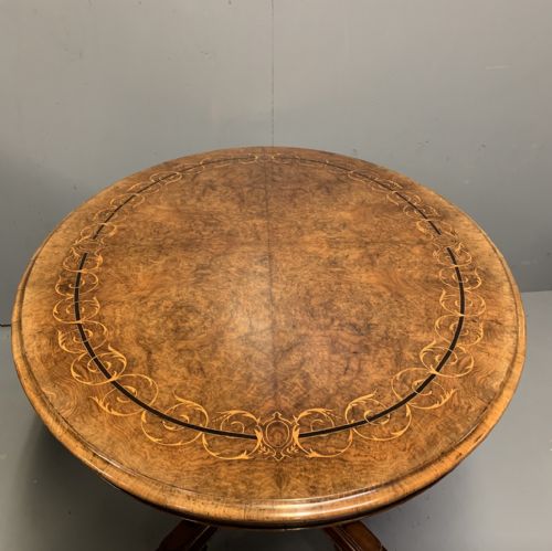 OUTSTANDING BUR WALNUT AND MARQUETRY CENTRE TABLE - ADDITIONAL PHOTO 11