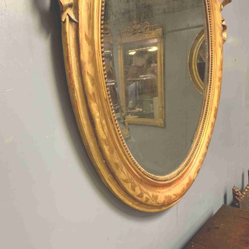 4' X 3' LARGE FRENCH OVAL GILT MIRROR WITH RIBBONS - ADDITIONAL PHOTO 8