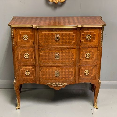 french kingwood geometric parquetry chest of drawers - CATEGORY: ANTIQUE CHEST OF DRAWERS - DATED 1900
