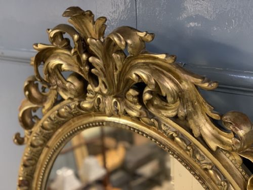 LARGE FRENCH OVAL GILT MIRROR WITH ORIGINAL GLASS 139CM - ADDITIONAL PHOTO 5
