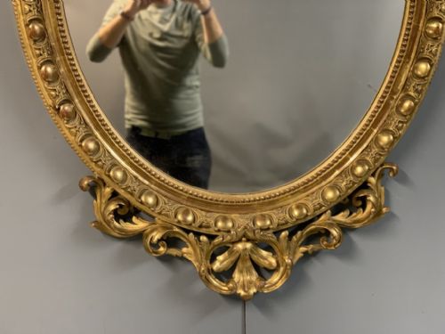 LARGE FRENCH OVAL GILT MIRROR WITH ORIGINAL GLASS 139CM - ADDITIONAL PHOTO 6