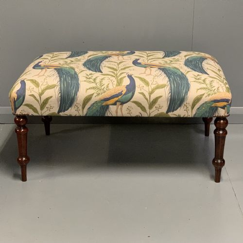 REGENCY CENTRE FOOTSTOOL NEWLY UPHOLSTERED - ADDITIONAL PHOTO 3