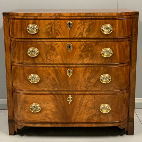 SMALL BOW FRONT REGENCY CHEST OF DRAWERS - ADDITIONAL PHOTO 1