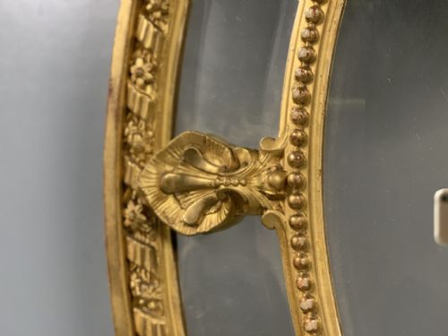 LARGE 56'' FRENCH OVAL LOUIS XVI STYLE GILT BEVELLED MIRROR - ADDITIONAL PHOTO 4