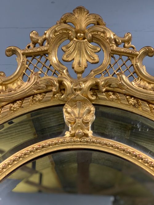 LARGE 56'' FRENCH OVAL LOUIS XVI STYLE GILT BEVELLED MIRROR - ADDITIONAL PHOTO 2