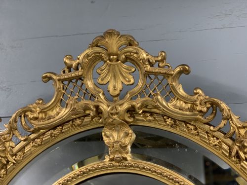 LARGE 56'' FRENCH OVAL LOUIS XVI STYLE GILT BEVELLED MIRROR - ADDITIONAL PHOTO 3