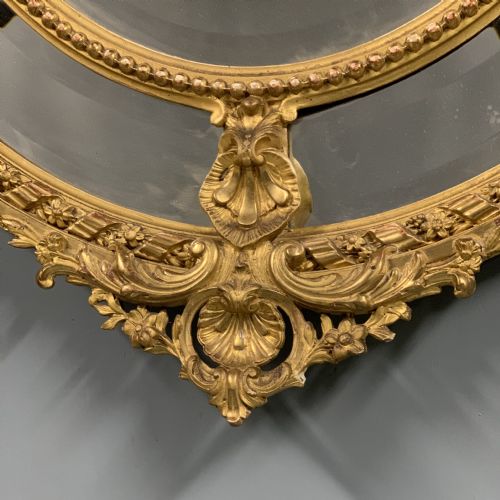 LARGE 56'' FRENCH OVAL LOUIS XVI STYLE GILT BEVELLED MIRROR - ADDITIONAL PHOTO 7