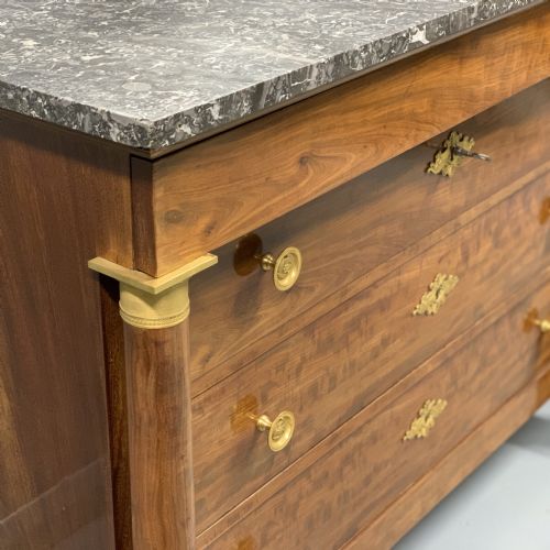 FRENCH EMPIRE COMMODE WITH MARBLE TOP AND BRASSES - ADDITIONAL PHOTO 3