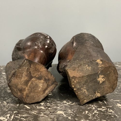PAIR OF AFRICAN CARVED HARDWOOD BUSTS - ADDITIONAL PHOTO 6