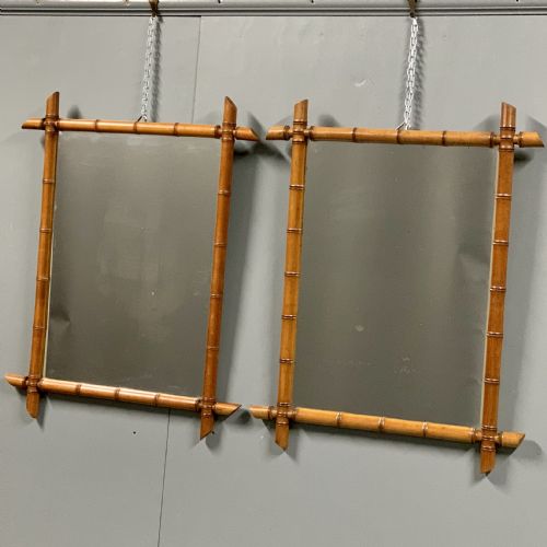 pair of french faux bamboo mirrors - CATEGORY: ANTIQUE MIRRORS - DATED 1920