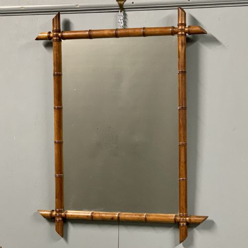 single large french faux bamboo mirror - CATEGORY: ANTIQUE MIRRORS - DATED 1920