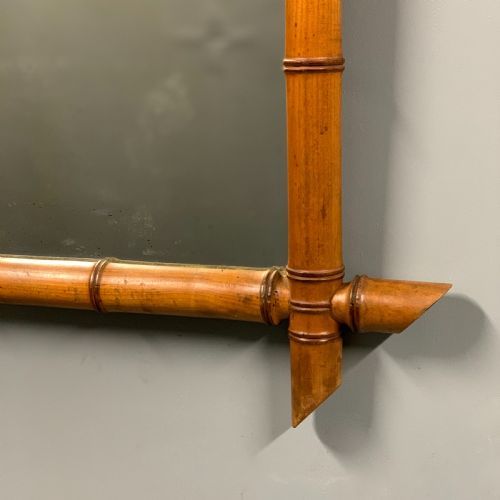 LARGE FRENCH FAUX BAMBOO MIRROR WITH ORIGINAL GLASS - ADDITIONAL PHOTO 3