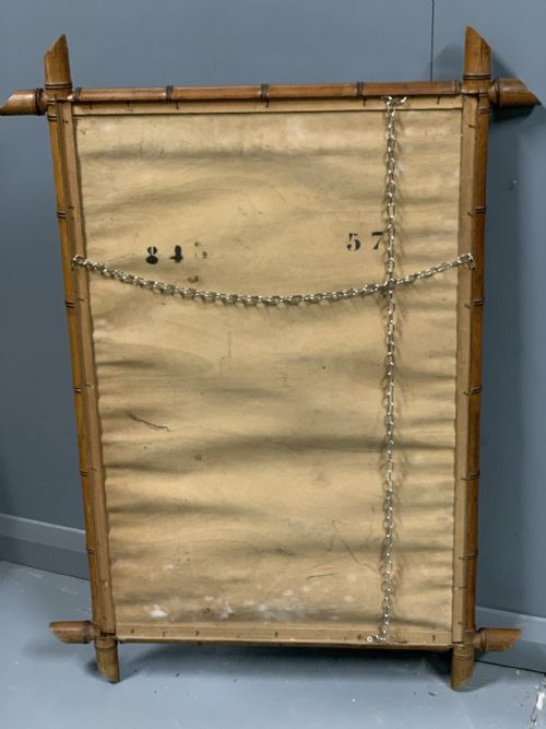 LARGE FRENCH FAUX BAMBOO MIRROR WITH ORIGINAL GLASS - ADDITIONAL PHOTO 4