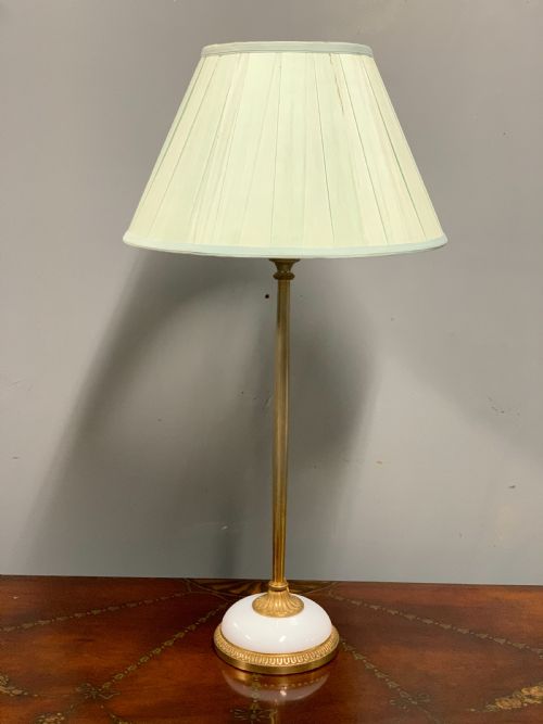 SINGLE FRENCH BRASS AND DOMED GLASS LAMP - ADDITIONAL PHOTO 3