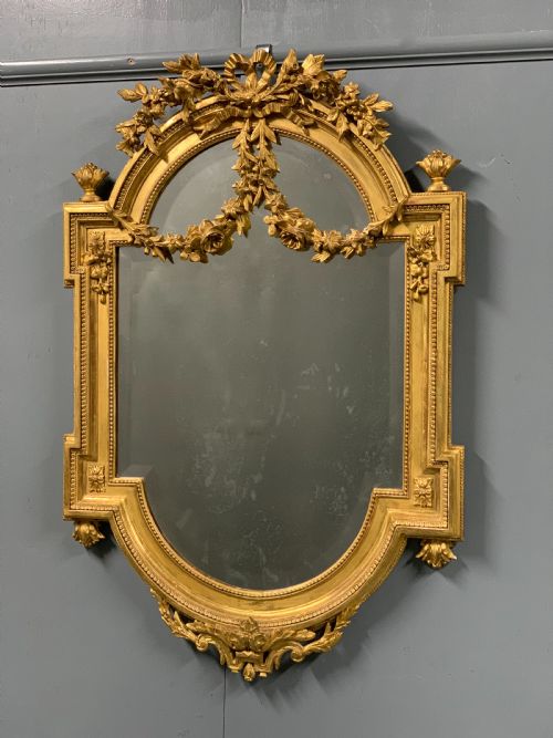 exceptional french louis xvi style gilt mirror - CATEGORY: ANTIQUE MIRRORS - DATED 1880