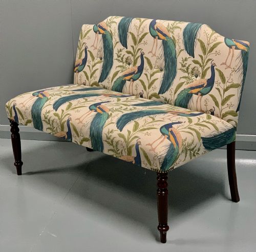 REGENCY WINDOW SEAT AND FOOTSTOOL IN PEACOCK FABRIC - ADDITIONAL PHOTO 4
