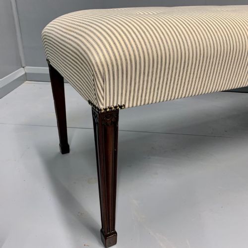 GEORGIAN LONG STOOL IN BUTTONED TICKING - ADDITIONAL PHOTO 3