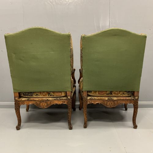 PAIR OF FRENCH CARVED WING ARMCHAIRS IN TAPESTRY - ADDITIONAL PHOTO 8