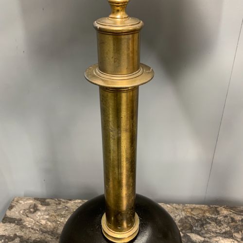 PAIR OF BULBOUS EBONISED AND BRASS LAMPS - ADDITIONAL PHOTO 5