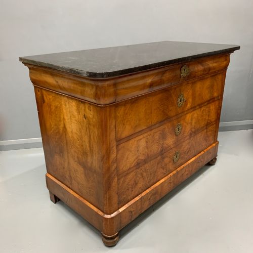 OUTSTANDING FIGURED WALNUT AND MARBLE TOP COMMODE - ADDITIONAL PHOTO 11