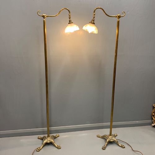 pair of adjustable brass standard lamps - CATEGORY: ANTIQUE LIGHTING - DATED 1900