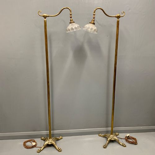 PAIR OF ADJUSTABLE BRASS STANDARD LAMPS - ADDITIONAL PHOTO 2