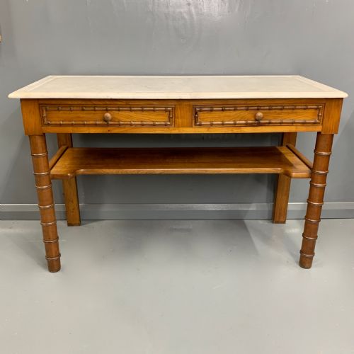 french marble top faux bamboo dressing table - CATEGORY: ANTIQUE DRESSING TABLES - DATED 19TH CENTURY