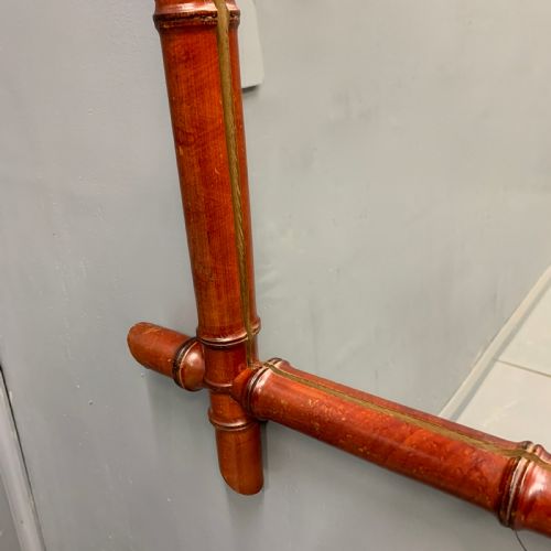 MATCHED PAIR OF RED FAUX BAMBOO MIRRORS - ADDITIONAL PHOTO 3